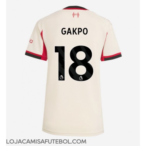 Camisa de Futebol Liverpool Cody Gakpo #18 Equipamento Secundário Mulheres 2025-26 Manga Curta
